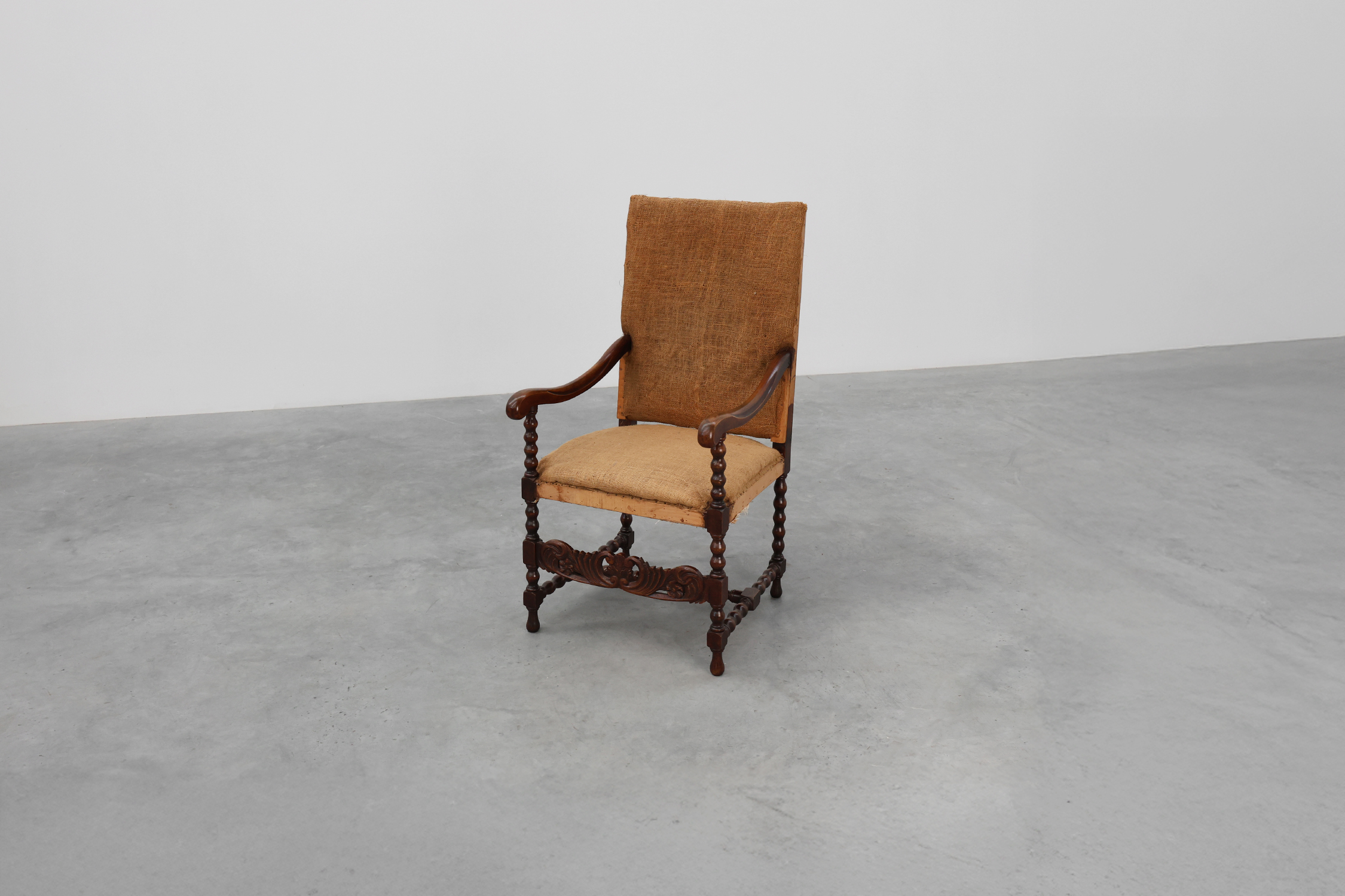 18th-Century Belgian Baroque Armchair in Wood and Leather, Louis XIV Periodthumbnail